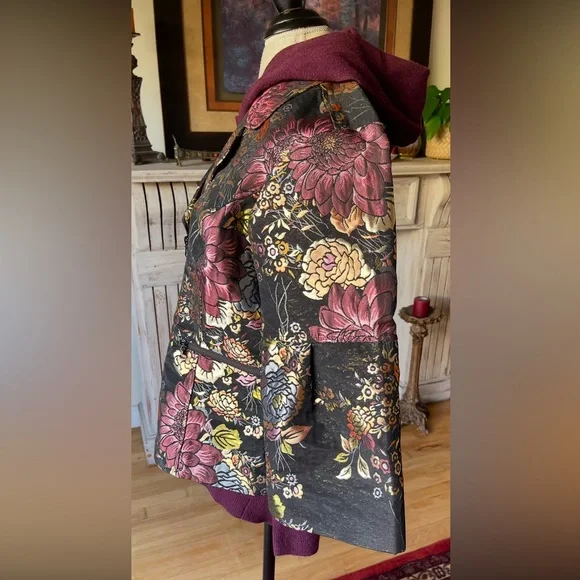 ISAAC MIZRAHI LIVE QVC Metallic Brocade Zippered Jacket Autumnal Colors Sz 14 - Picture 2 of 11